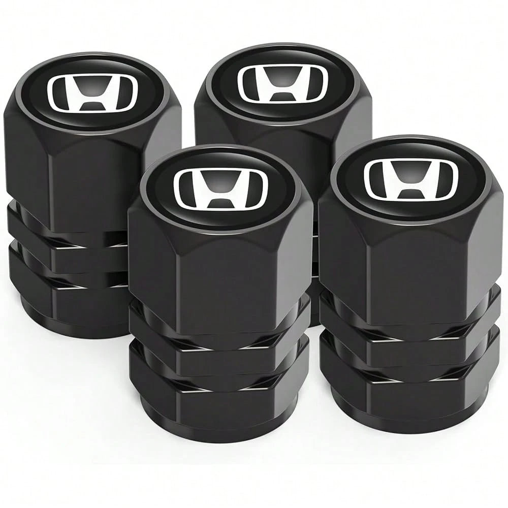 NEW- Tire Valve Caps, Valve Stem Caps Fit Accord Civic Fit CRV Pilot EX CR-V EX-L Touring Pilot, Alloy Car Tire Caps For Corrosion Resistant Leak-Proof Car Accessories, Black