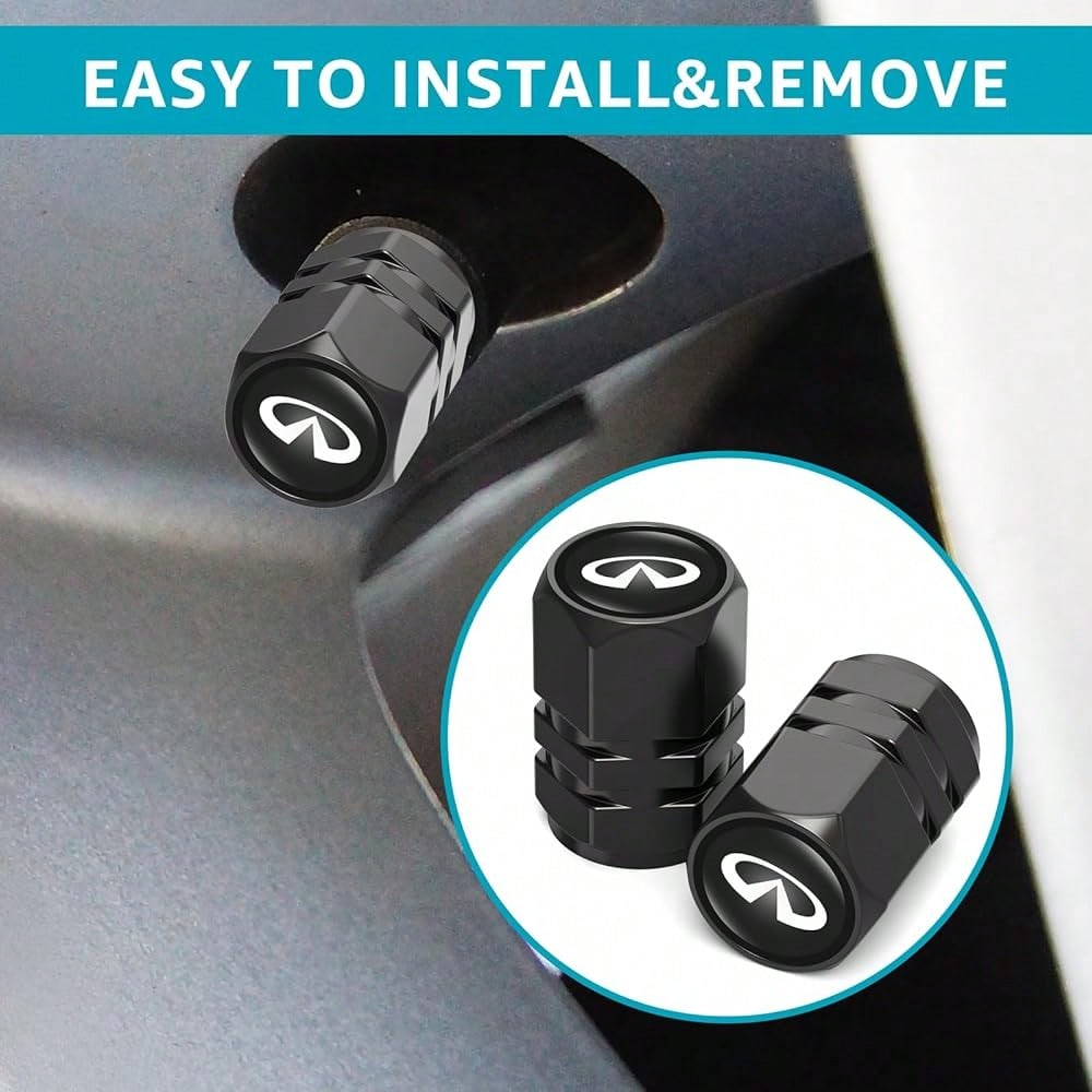 NEW- Tire Valve Caps, Valve Stem Caps Fit Accord Civic Fit CRV Pilot EX CR-V EX-L Touring Pilot, Alloy Car Tire Caps For Corrosion Resistant Leak-Proof Car Accessories, Black