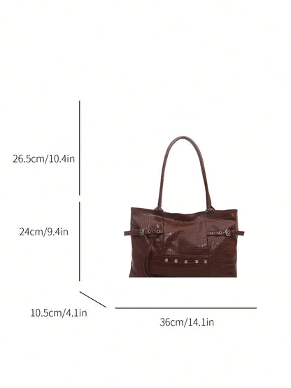 New Women's Large Capacity Casual Commuter Shoulder Bag, Lightweight Minimalist Handbag, Fashionable Versatile Tote Bag