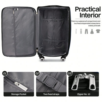 NEW YORK XPRESS Lightweight Expandable Softside Suitcase,With Spinner Wheels & Bult-In Lock,Resistant Polyester Travel Luggage,Multiple Pockets Luggage