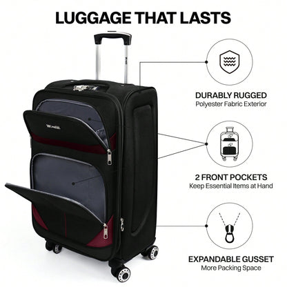 NEW YORK XPRESS Lightweight Expandable Softside Suitcase,With Spinner Wheels & Bult-In Lock,Resistant Polyester Travel Luggage,Multiple Pockets Luggage