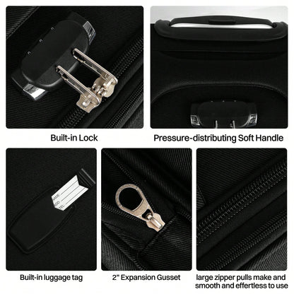 NEW YORK XPRESS Lightweight Expandable Softside Suitcase,With Spinner Wheels & Bult-In Lock,Resistant Polyester Travel Luggage,Multiple Pockets Luggage