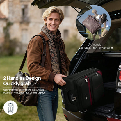 NEW YORK XPRESS Lightweight Expandable Softside Suitcase,With Spinner Wheels & Bult-In Lock,Resistant Polyester Travel Luggage,Multiple Pockets Luggage