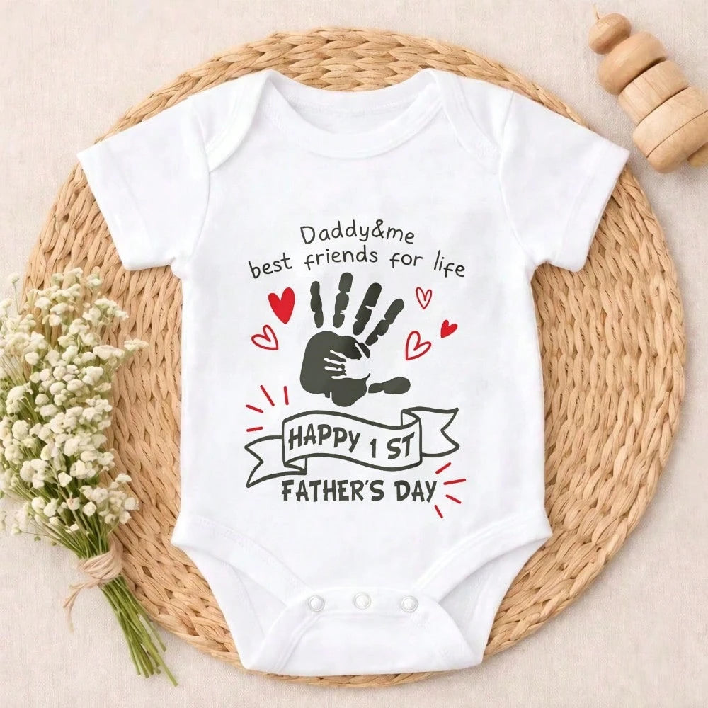 Newborn Baby Bodysuit Romper Set Daddy Me Best Friends For Life Happy 1st Fathers Day Skin-Friendly Cute & Adorable Cool Wearing Solid Color Perfect Gift For Baby Showers, Parents & Grandparents, Idea