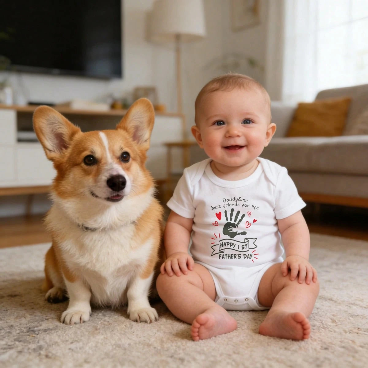 Newborn Baby Bodysuit Romper Set Daddy Me Best Friends For Life Happy 1st Fathers Day Skin-Friendly Cute & Adorable Cool Wearing Solid Color Perfect Gift For Baby Showers, Parents & Grandparents, Idea