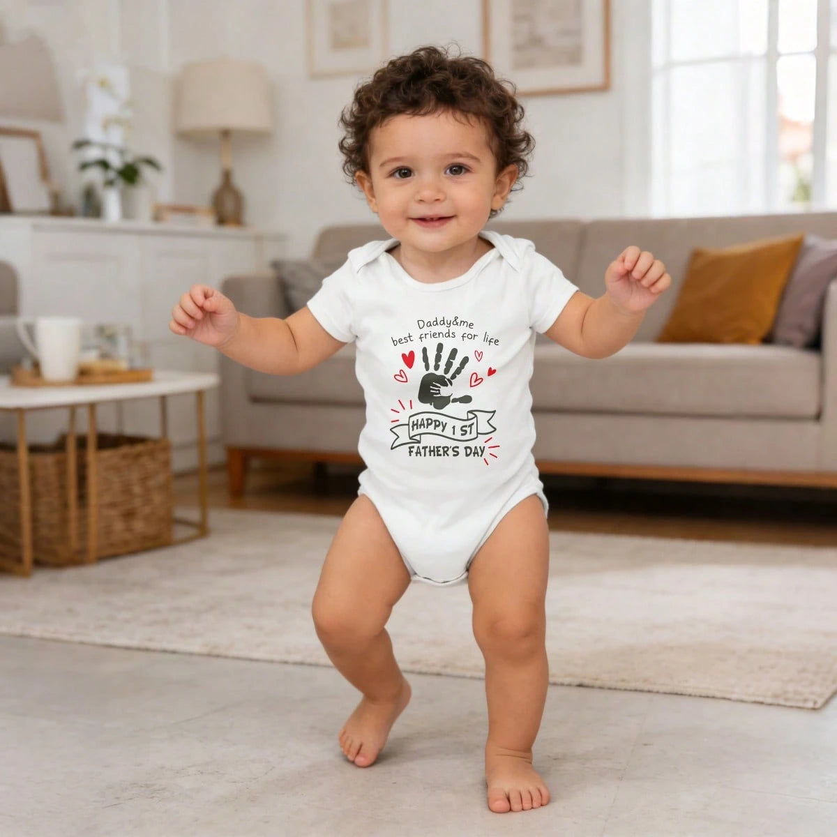Newborn Baby Bodysuit Romper Set Daddy Me Best Friends For Life Happy 1st Fathers Day Skin-Friendly Cute & Adorable Cool Wearing Solid Color Perfect Gift For Baby Showers, Parents & Grandparents, Idea