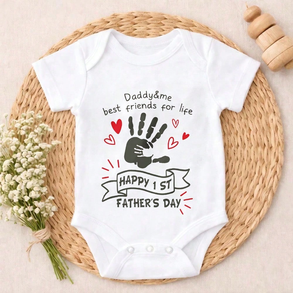 Newborn Baby Bodysuit Romper Set Daddy Me Best Friends For Life Happy 1st Fathers Day Skin-Friendly Cute & Adorable Cool Wearing Solid Color Perfect Gift For Baby Showers, Parents & Grandparents, Idea
