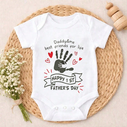 Newborn Baby Bodysuit Romper Set Daddy Me Best Friends For Life Happy 1st Fathers Day Skin-Friendly Cute & Adorable Cool Wearing Solid Color Perfect Gift For Baby Showers, Parents & Grandparents, Idea