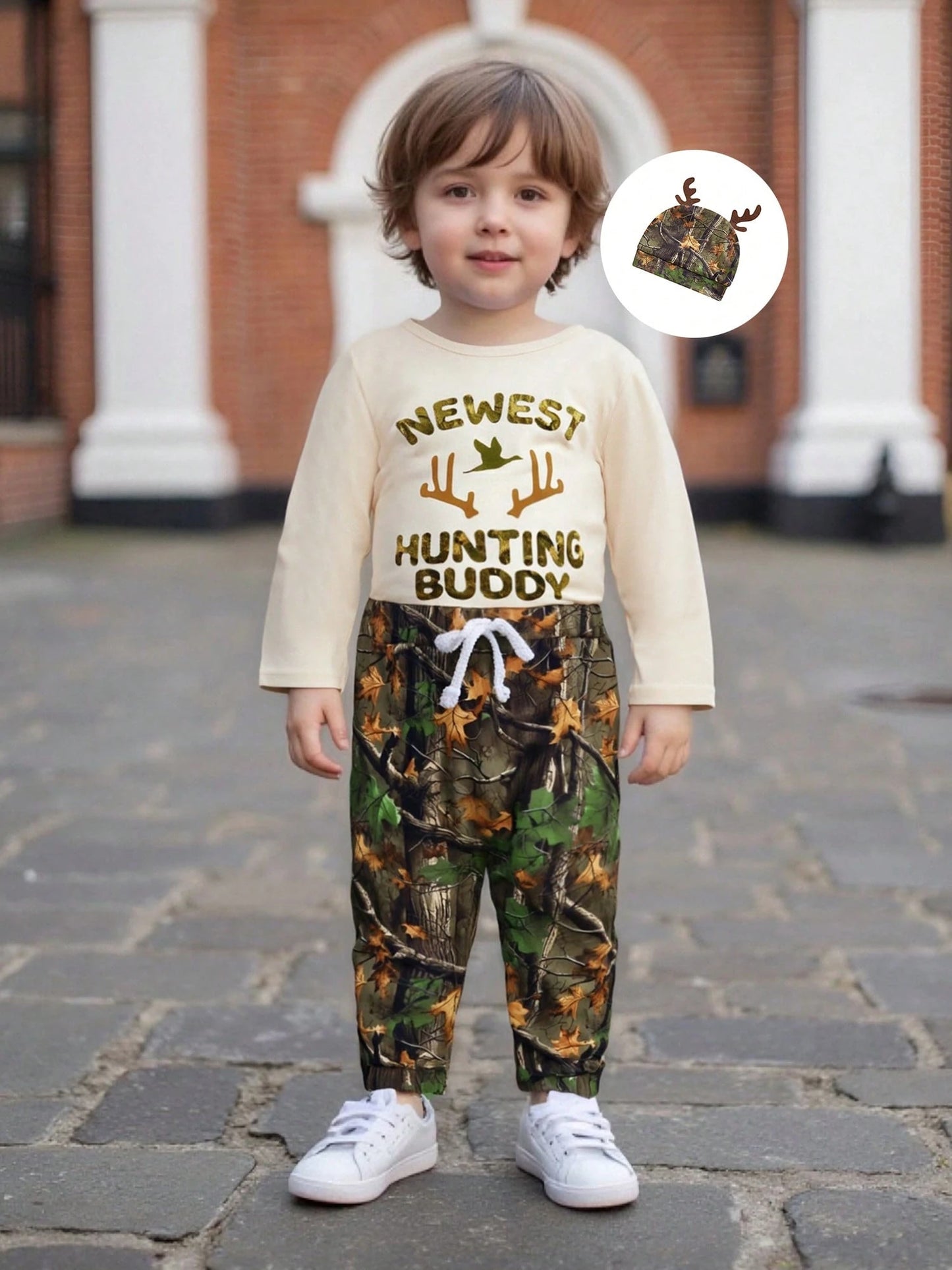 Newborn Baby Boy Clothes Hunting Long Sleeve Romper Shirt Tops Pants Fall Winter Outfits Hat Set