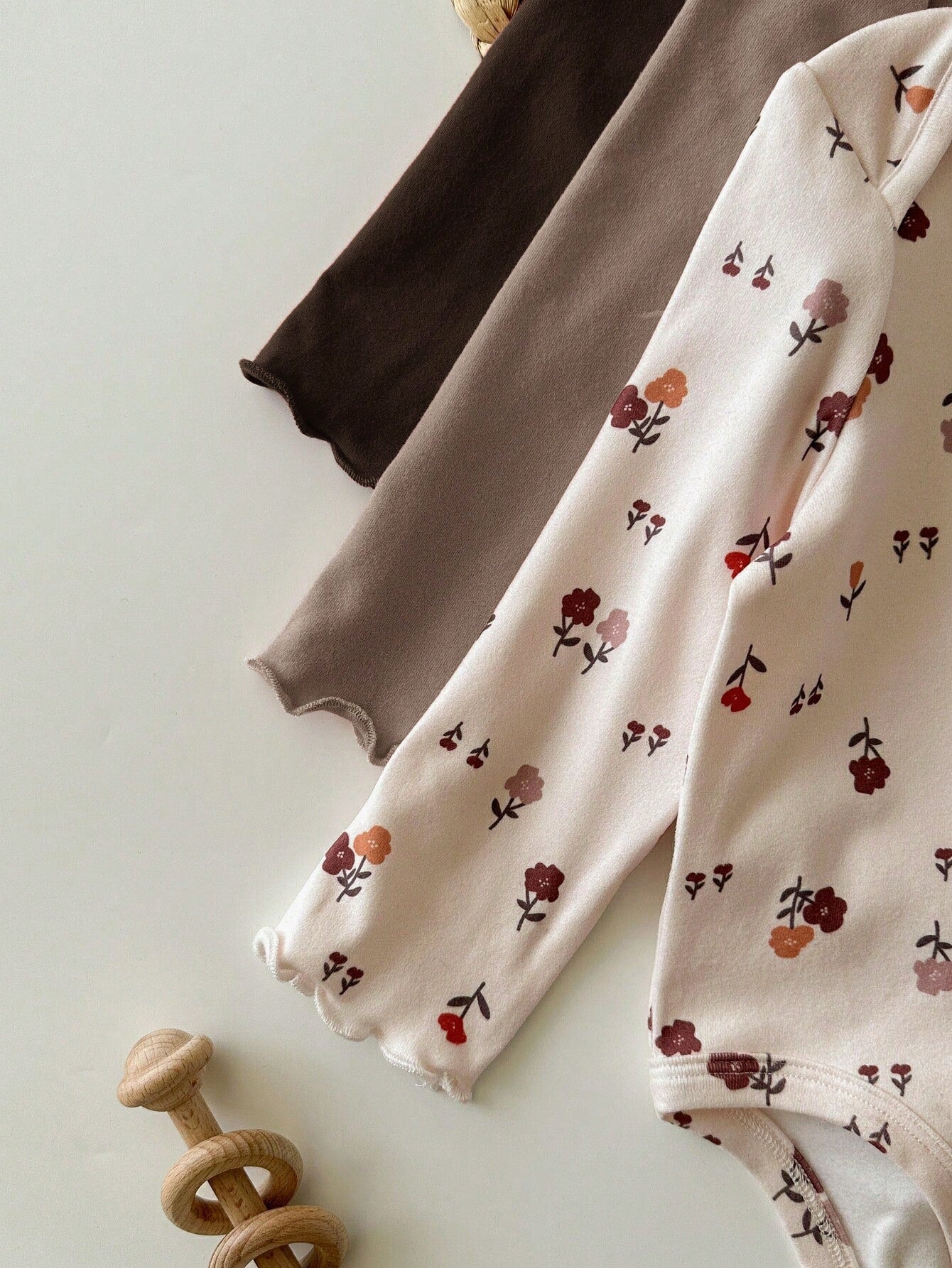 Newborn Baby Girl 3pcs Cute Casual Elastic Knit Floral Pattern Long Sleeve Autumn Rompers