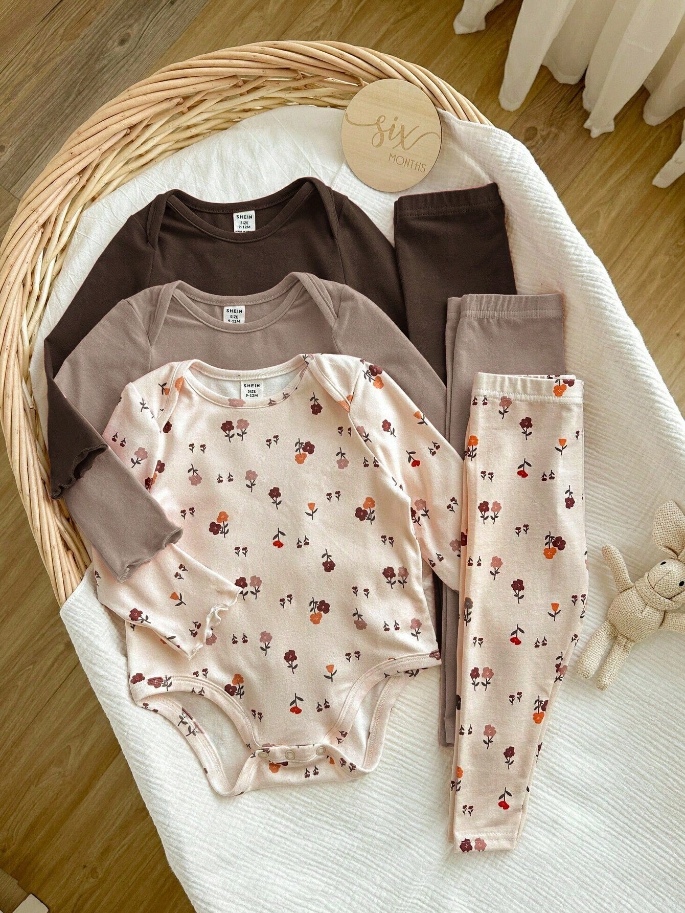 Newborn Baby Girl 3pcs Cute Casual Elastic Knit Floral Pattern Long Sleeve Autumn Rompers