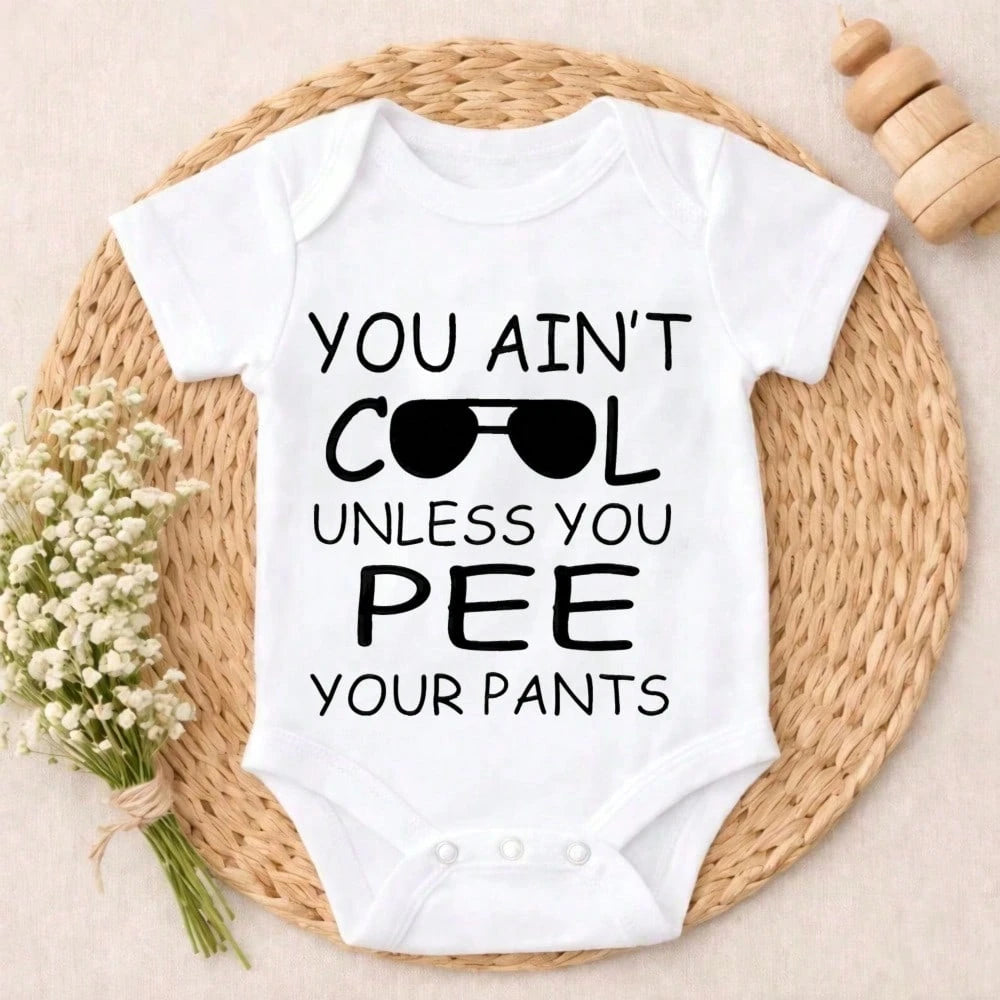 Newborn Baby Girl Boy Bodysuit Romper Outfit You Ain't Cool Unless You Pee Your Pants Playtime Clothes Bamboo Baby Boy Skin- Friendly Perfect Present For Baby Shower, New Mom, Grandparents, Ideal Fo
