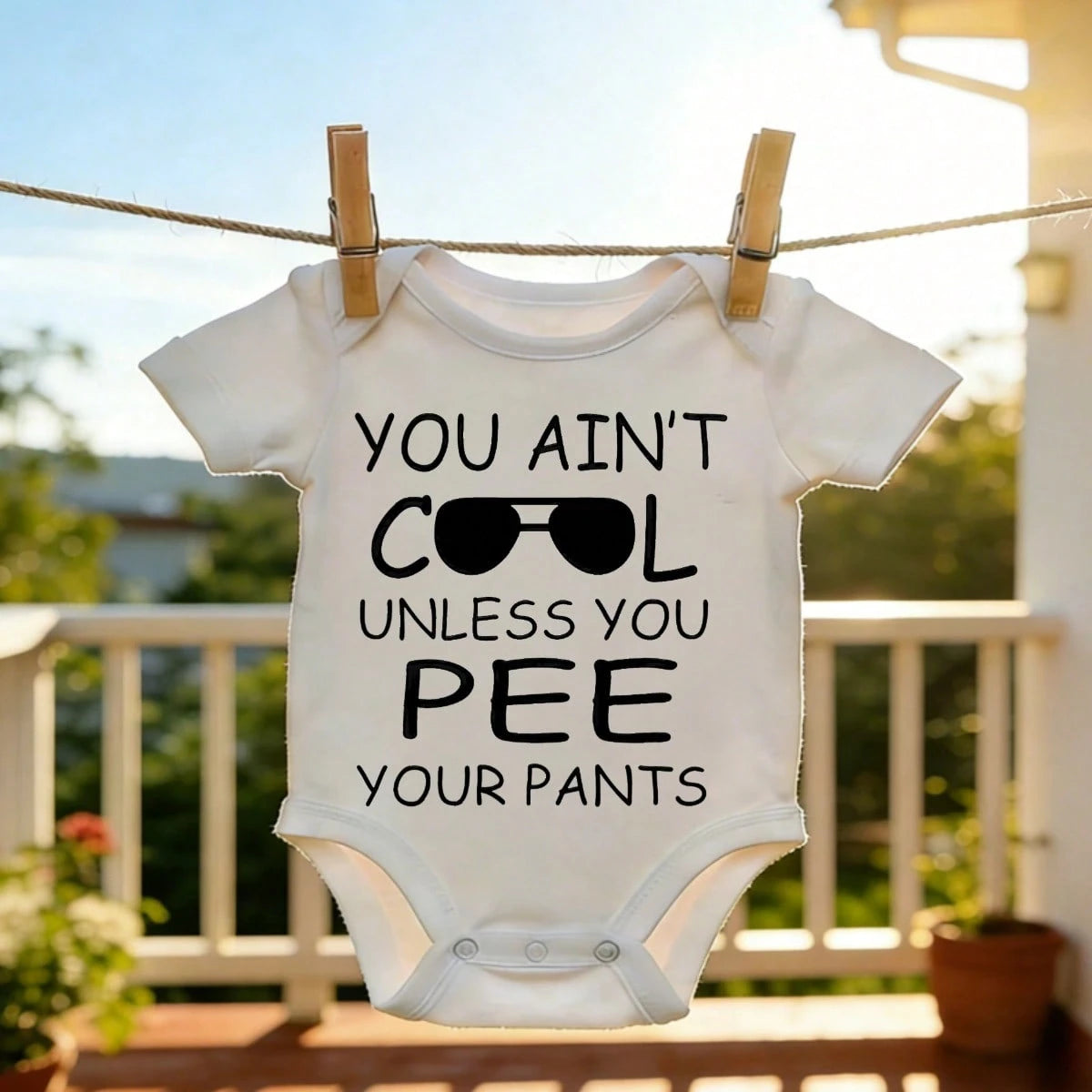 Newborn Baby Girl Boy Bodysuit Romper Outfit You Ain't Cool Unless You Pee Your Pants Playtime Clothes Bamboo Baby Boy Skin- Friendly Perfect Present For Baby Shower, New Mom, Grandparents, Ideal Fo