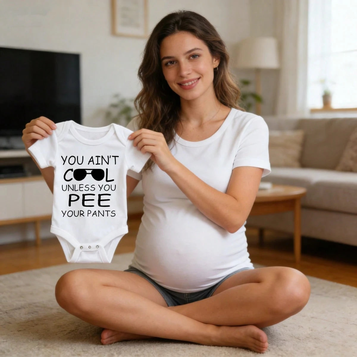Newborn Baby Girl Boy Bodysuit Romper Outfit You Ain't Cool Unless You Pee Your Pants Playtime Clothes Bamboo Baby Boy Skin- Friendly Perfect Present For Baby Shower, New Mom, Grandparents, Ideal Fo