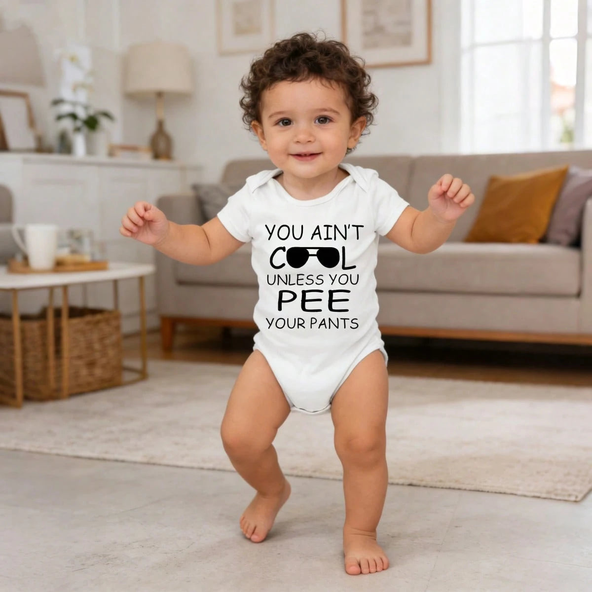 Newborn Baby Girl Boy Bodysuit Romper Outfit You Ain't Cool Unless You Pee Your Pants Playtime Clothes Bamboo Baby Boy Skin- Friendly Perfect Present For Baby Shower, New Mom, Grandparents, Ideal Fo