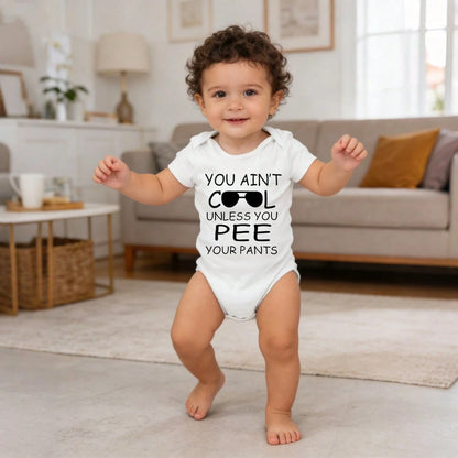 Newborn Baby Girl Boy Bodysuit Romper Outfit You Ain't Cool Unless You Pee Your Pants Playtime Clothes Bamboo Baby Boy Skin- Friendly Perfect Present For Baby Shower, New Mom, Grandparents, Ideal Fo