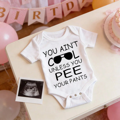 Newborn Baby Girl Boy Bodysuit Romper Outfit You Ain't Cool Unless You Pee Your Pants Playtime Clothes Bamboo Baby Boy Skin- Friendly Perfect Present For Baby Shower, New Mom, Grandparents, Ideal Fo