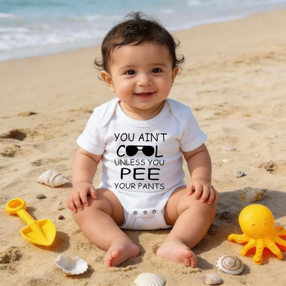Newborn Baby Girl Boy Bodysuit Romper Outfit You Ain't Cool Unless You Pee Your Pants Playtime Clothes Bamboo Baby Boy Skin- Friendly Perfect Present For Baby Shower, New Mom, Grandparents, Ideal Fo