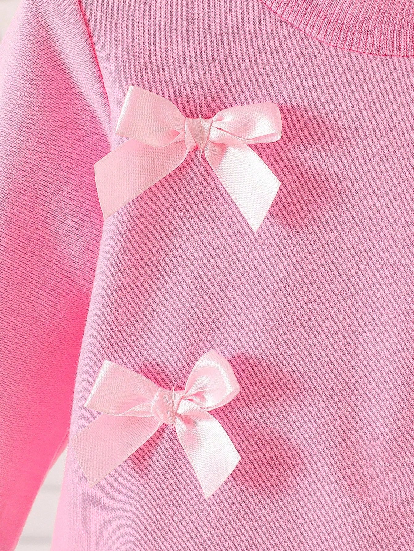 Newborn Baby Girls' Casual Bow Decor Long Sleeve Top And Elastic Cuff Pants Set, Autumn Fall Winter