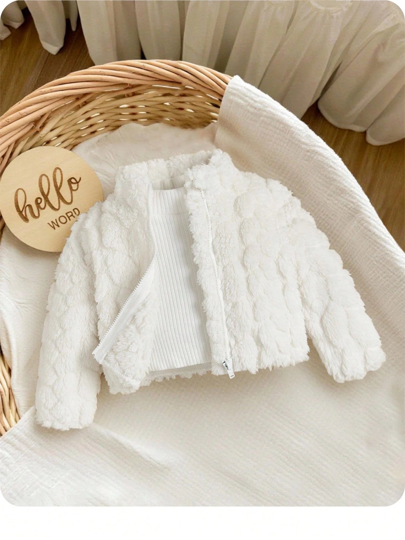 Newborn Baby Girls' Thickened Long Sleeve Jacket With Stand Collar,In Fall/Winter
