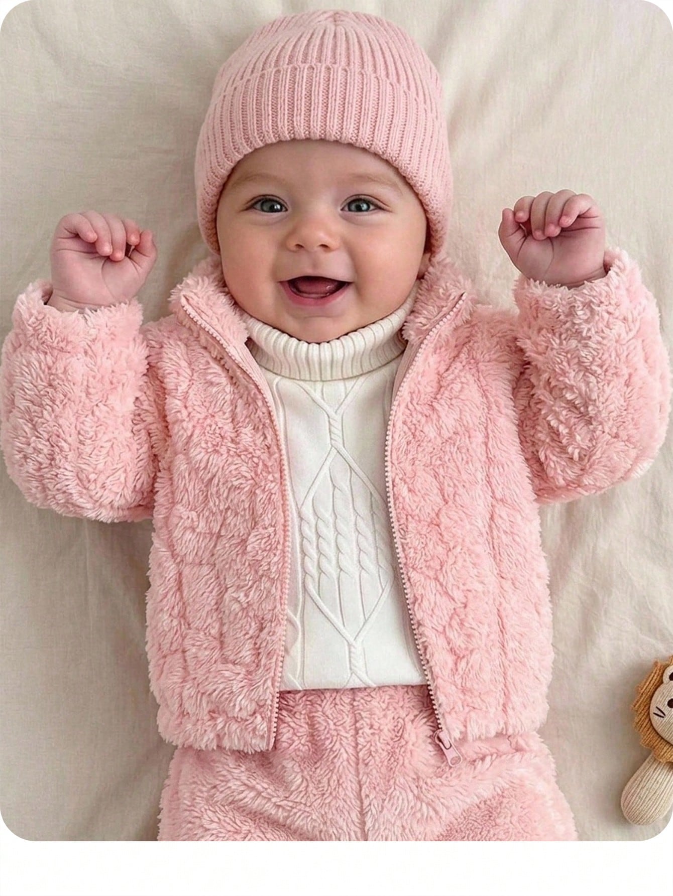 Newborn Baby Girls' Thickened Long Sleeve Jacket With Stand Collar,In Fall/Winter
