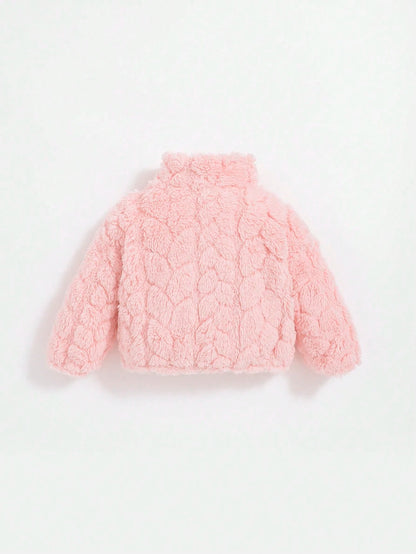 Newborn Baby Girls' Thickened Long Sleeve Jacket With Stand Collar,In Fall/Winter
