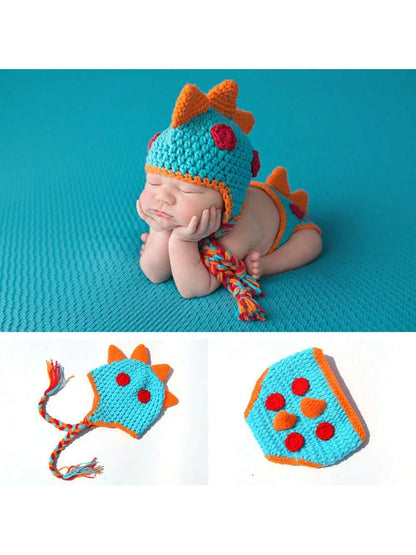 Newborn Cartoon Dinosaur Photography Costume Knitted Photoshoot Hat Set, Baby Unisex Photo Propbaby Shower Easter Gift Sthings For Girls/Boys