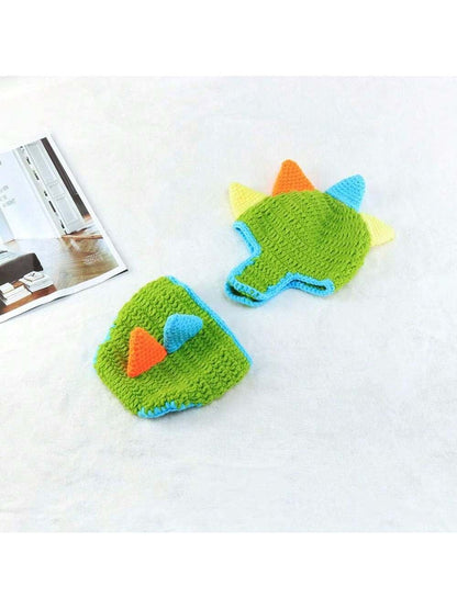 Newborn Cartoon Dinosaur Photography Costume Knitted Photoshoot Hat Set, Baby Unisex Photo Propbaby Shower Easter Gift Sthings For Girls/Boys