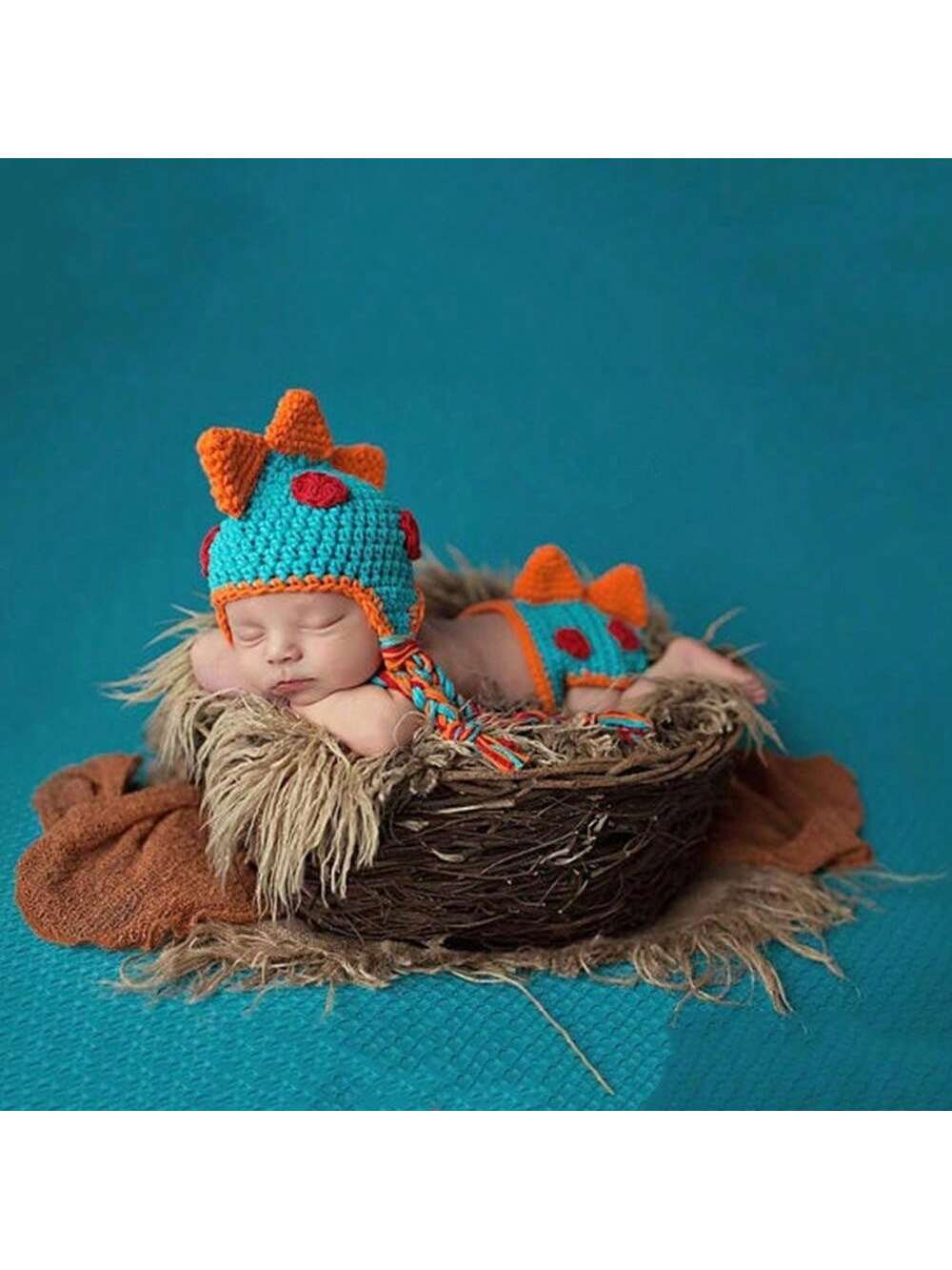 Newborn Cartoon Dinosaur Photography Costume Knitted Photoshoot Hat Set, Baby Unisex Photo Propbaby Shower Easter Gift Sthings For Girls/Boys