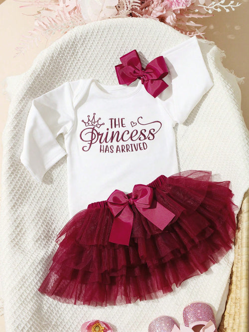 Newborn Girl Photography Props Baby Girl Coming Outfit 1 Month Baby Girl Romper Props With TUTU Skirt And Bow Headband Newborn Shower Gift