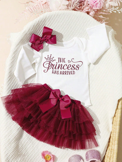 Newborn Girl Photography Props Baby Girl Coming Outfit 1 Month Baby Girl Romper Props With TUTU Skirt And Bow Headband Newborn Shower Gift
