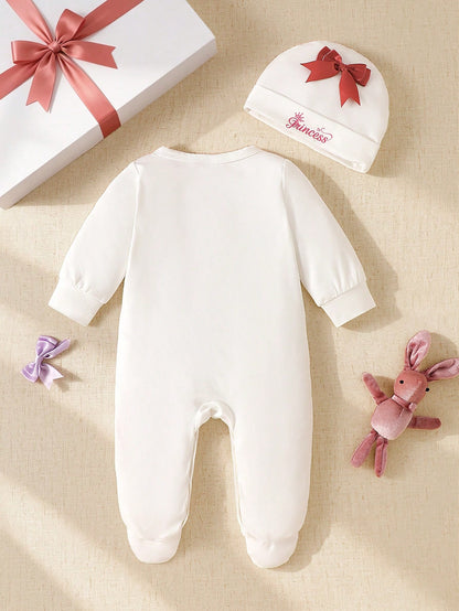 Newborn Photography Outfit And Props 3D Bow Newborn Baby Girl Long Sleeve Pants Hat 100 Days Photo Shoot Outfit Daily Wear Party Date Wear Comfortable Fabric 2pcs Set