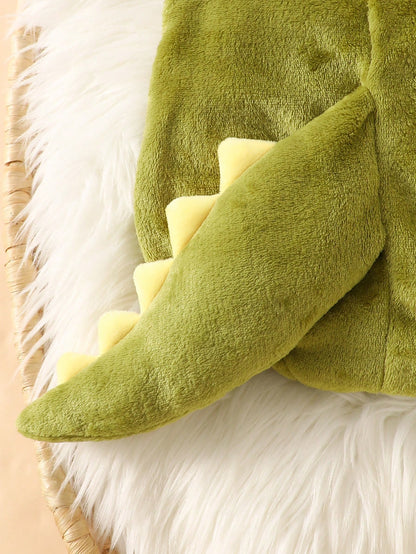 Newborn Photography Outfit And Props Plush Cute 3D Dinosaur Hat With 3D Tail, Dinosaur Bodysuit And 3D Foot Covers, 3 Pieces Set For Newborn 100 Days Photoshoot, Suitable For Winter