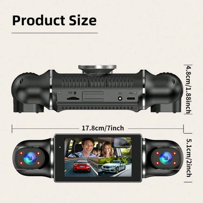 Newly Designed 3-Channel Dash Cam, Intelligent Wifi Connection, 1080FHD, Capable Of Recording Front, Interior, And Rear, Beautiful Body, G-Sensor, Mobile Monitoring, Video Recording, Wide-Angle Shooti
