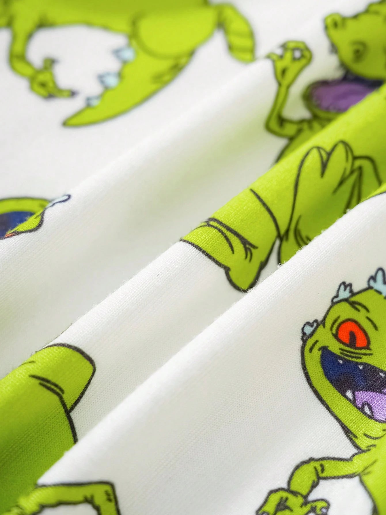 Nick 90s| Baby Boy Cartoon Green Dinosaur Print White Casual Cute Bodysuit