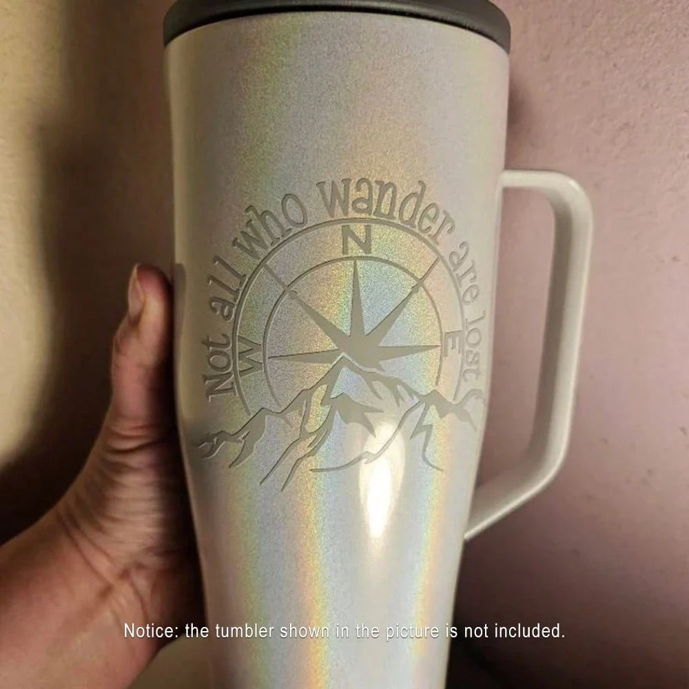 Not All Who Wander Are Lost Vinyl Car Decal| Outdoor Waterproof Mountain Compass Sticker For Car Truck Laptop Tumbler And RV Camper Trailer Caravan, White