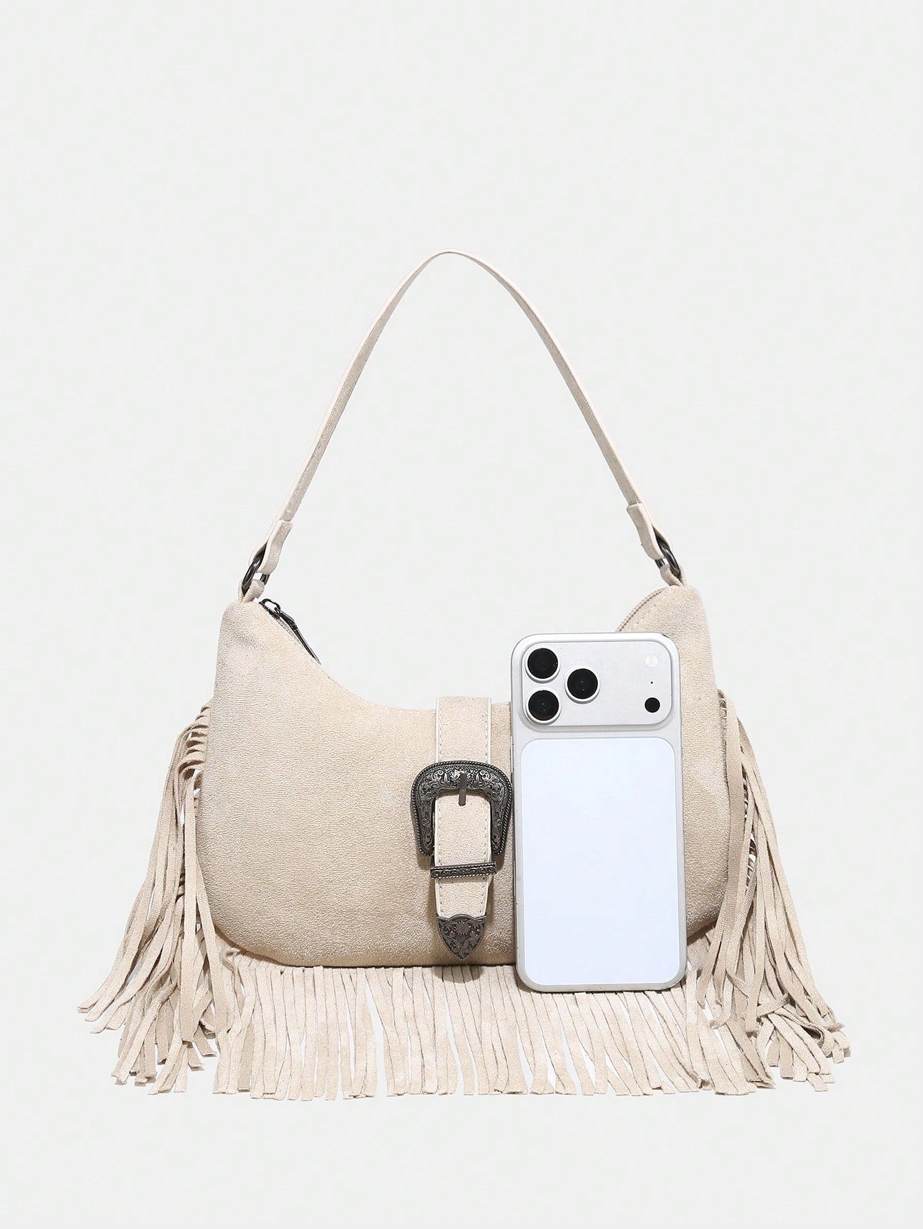 Novachic, Music Festival, Women, Women's Shoulder Bag, Fashionable Personalized Minimalist Versatile Street Sweet Cool Girl Popular Girl Y2K Vintage Retro Tassel Denim Effect Western Style Bohemian St