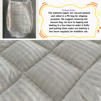 Oaskys Cute Soft Mattress Topper- Comfort Breathable Fiber Filling Folding Roll Up Mattress Sleeping Pad, 6-8cm Warm Thickness Quilted Mattress Topper For Sleeping