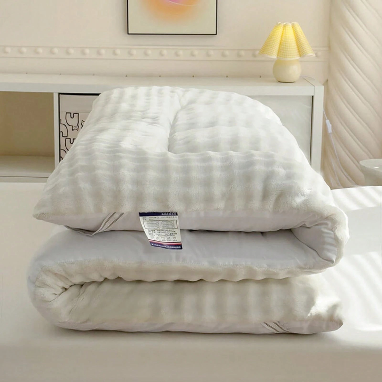 Oaskys Cute Soft Mattress Topper- Comfort Breathable Fiber Filling Folding Roll Up Mattress Sleeping Pad, 6-8cm Warm Thickness Quilted Mattress Topper For Sleeping