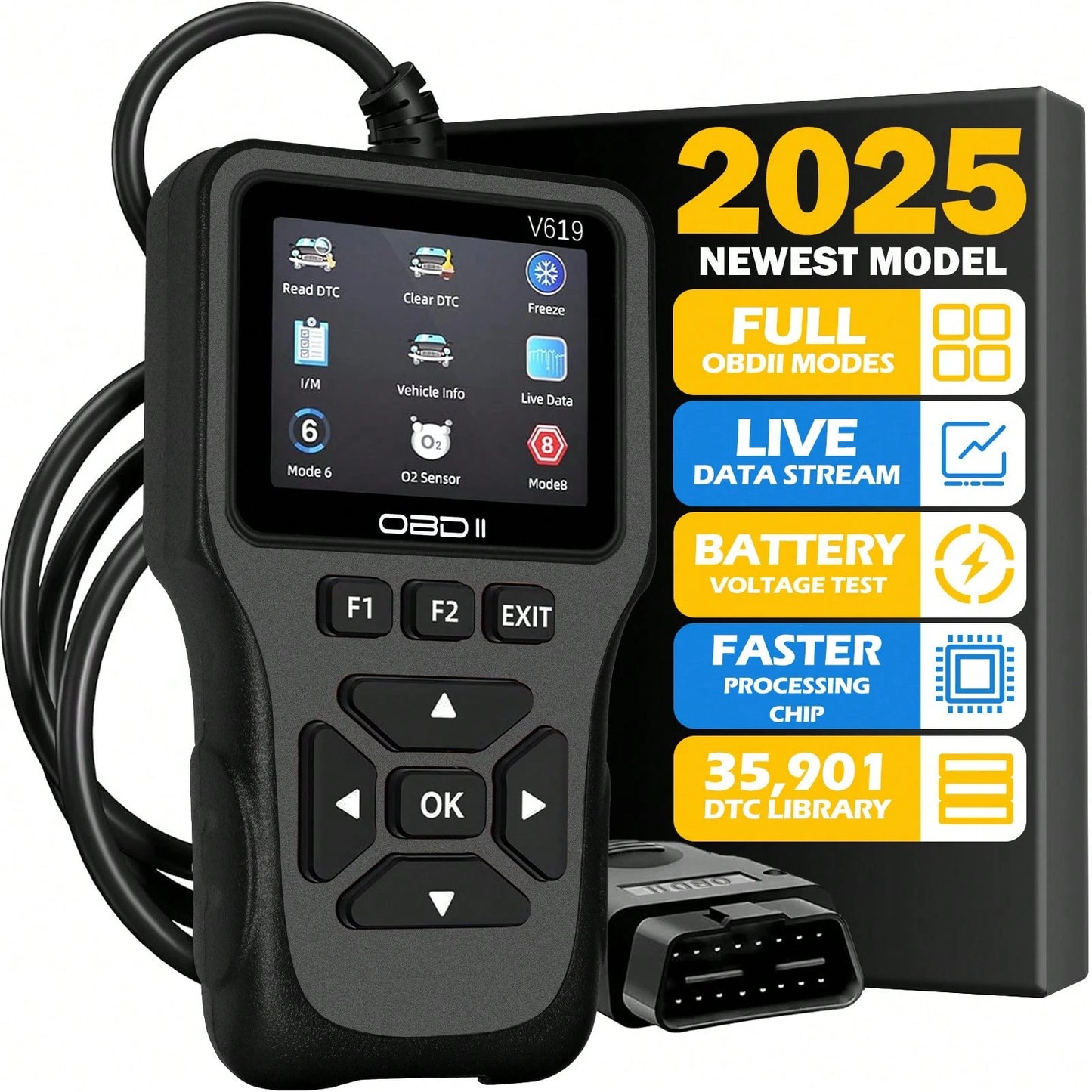 OBD2 Scan Tool Diagnostic Scanner, Engine Fault Code Reader With Reset Function, Supports Mode 6, Mode 8 And I/M Readiness Test, Automatically Check Engine Light, Compatible With All OBDII Vehicles Ma