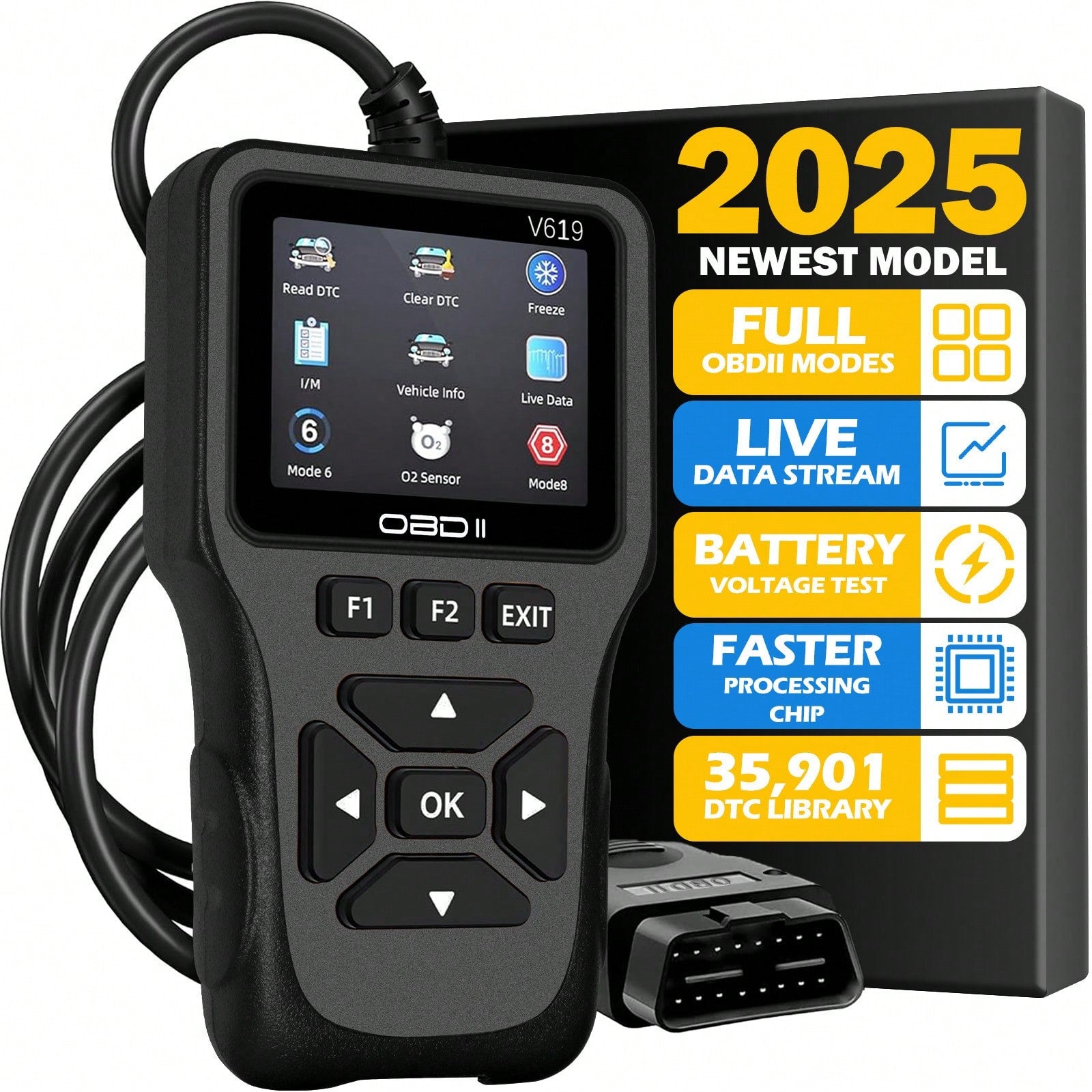 OBD2 Scan Tool Diagnostic Scanner, Engine Fault Code Reader With Reset Function, Supports Mode 6, Mode 8 And I/M Readiness Test, Automatically Check Engine Light, Compatible With All OBDII Vehicles Ma