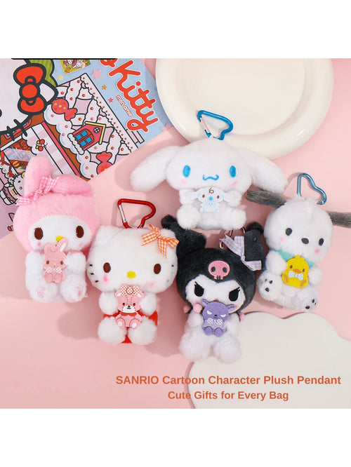 Official Sanrio "Good Friends" Plush Keychain Bag Charm, Soft Cartoon Keychains And Bag Decorations,Room Decoration And Collectible,Suitable For Fans.