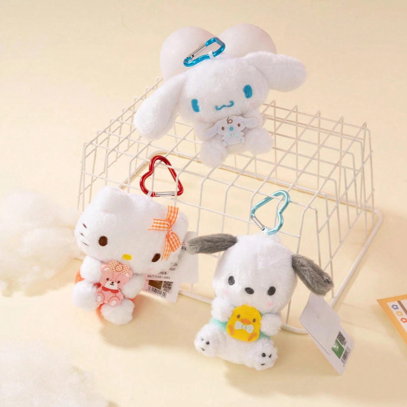 Official Sanrio "Good Friends" Plush Keychain Bag Charm, Soft Cartoon Keychains And Bag Decorations,Room Decoration And Collectible,Suitable For Fans.