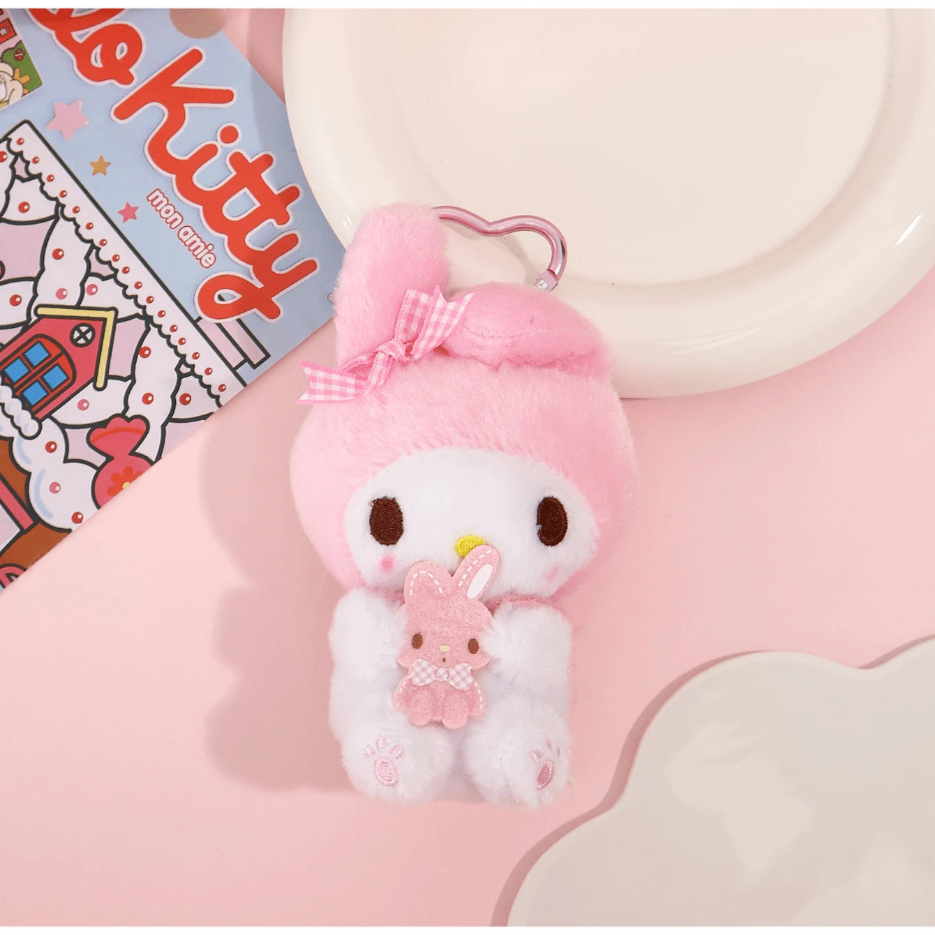 Official Sanrio "Good Friends" Plush Keychain Bag Charm, Soft Cartoon Keychains And Bag Decorations,Room Decoration And Collectible,Suitable For Fans.