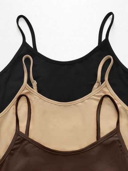 Olithes Solid Color Casual Spaghetti Strap Dress
