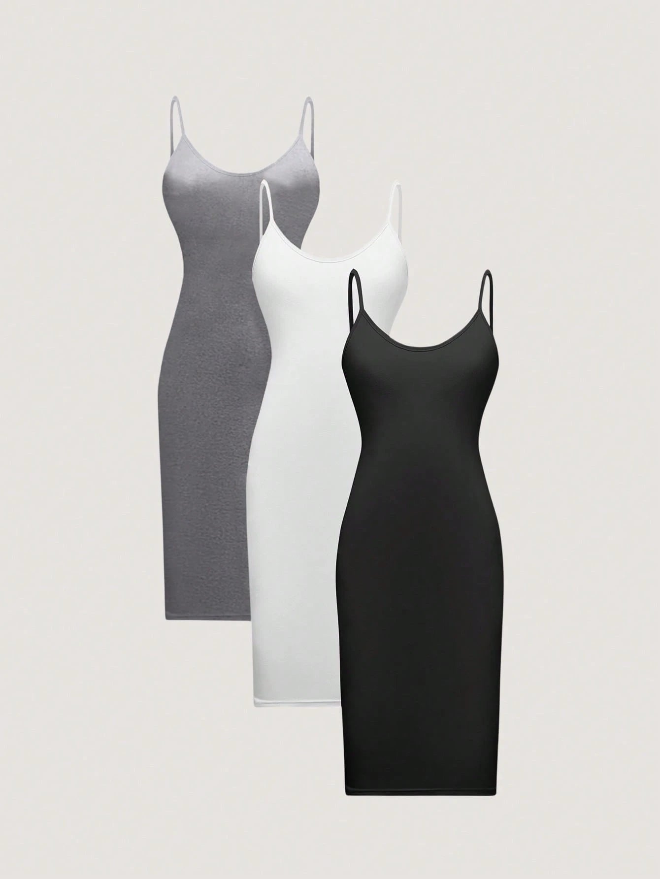 Olithes Solid Color Casual Spaghetti Strap Dress
