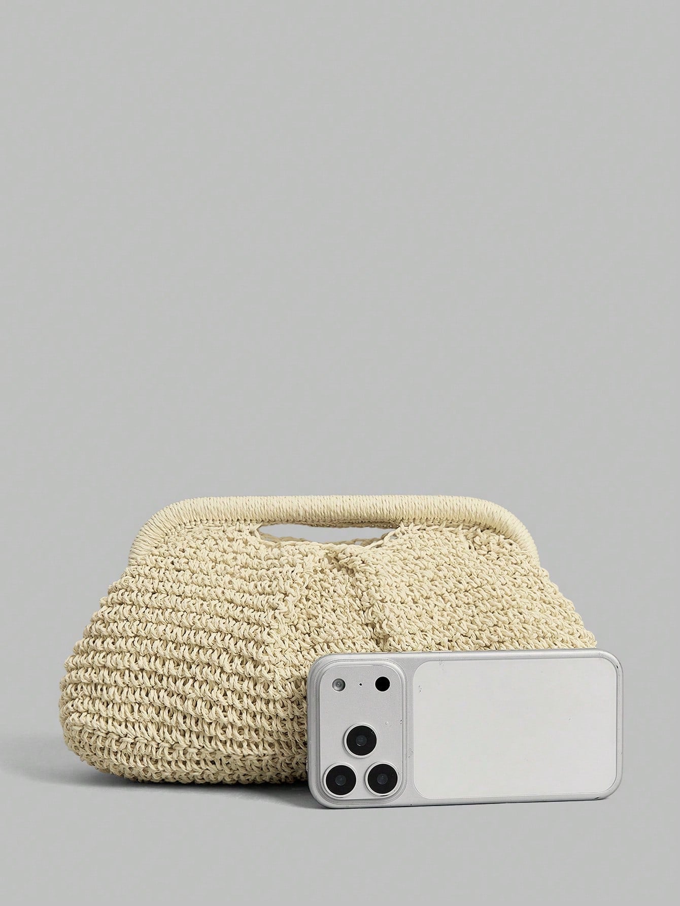 Ontre Stylish Handmade Beige Straw Pleated Cloud Clutch Bag, Suitable For Vacation Travel Beach, Bohemia