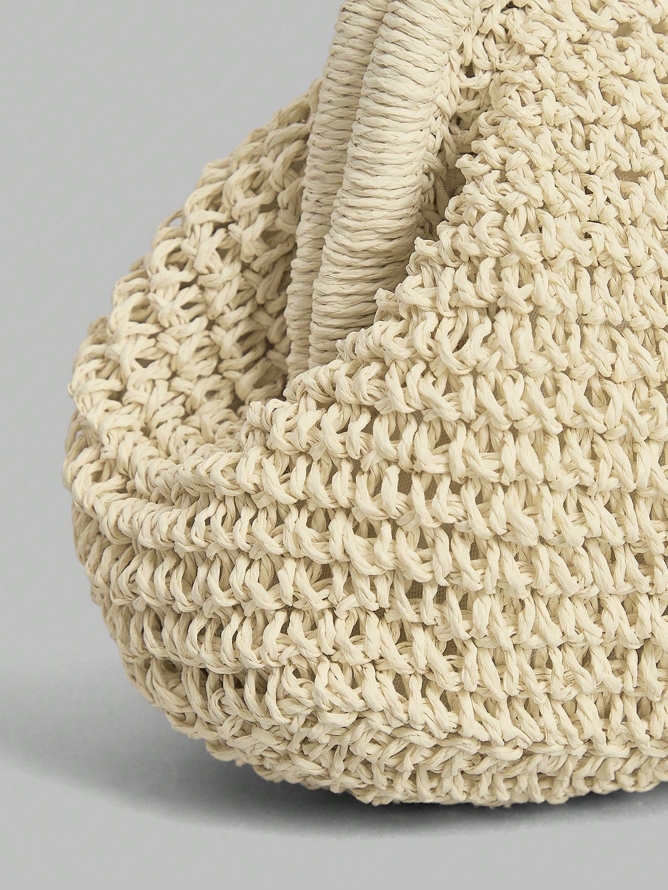 Ontre Stylish Handmade Beige Straw Pleated Cloud Clutch Bag, Suitable For Vacation Travel Beach, Bohemia