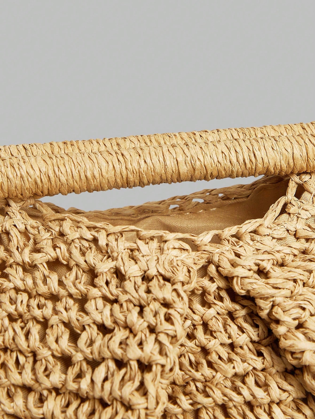 Ontre Stylish Handmade Khaki Straw Pleated Cloud Clutch Bag, Suitable For Vacation Travel Beach, Bohemia