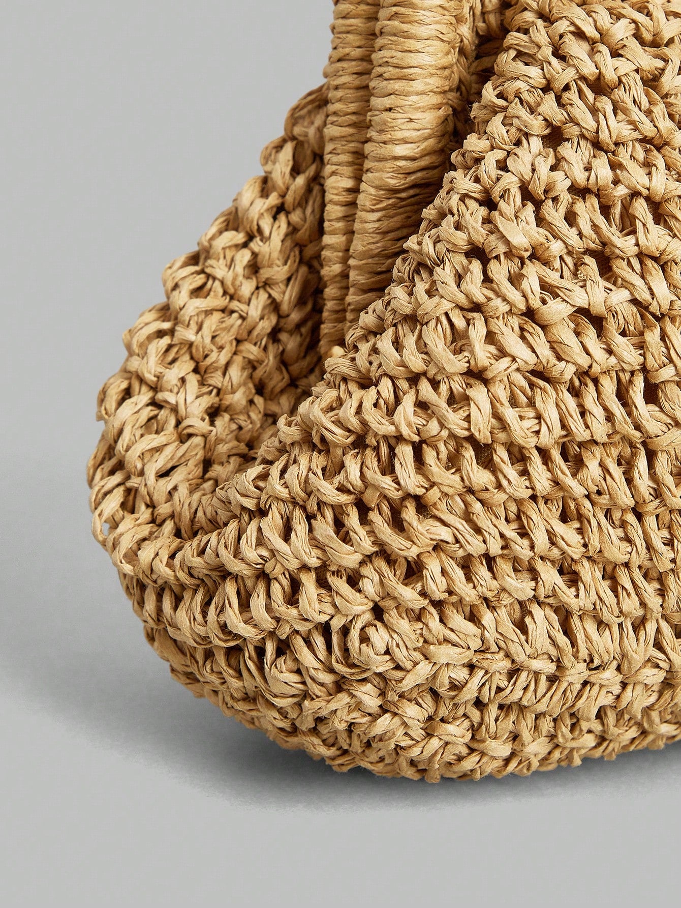 Ontre Stylish Handmade Khaki Straw Pleated Cloud Clutch Bag, Suitable For Vacation Travel Beach, Bohemia